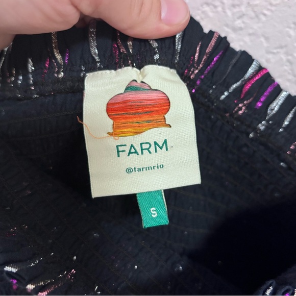 Farm Rio Lurex Stripes Metallic Mini Dress in Black - Picture 5 of 10